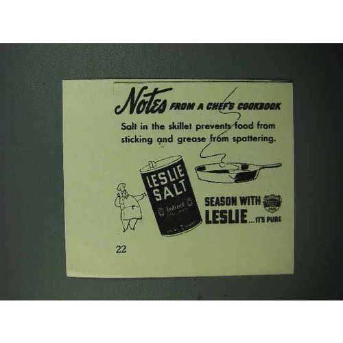 1940 Leslie Salt Ad - Notes From a Chef's Cookbook
