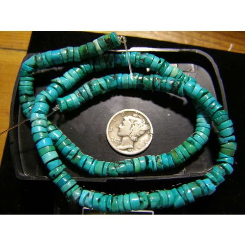 TURQUOISE BLUE/GREEN 5-6mm HEISHI BEADS ABOUT 15.5 in. STRAND 108.0 cts. #6A-510