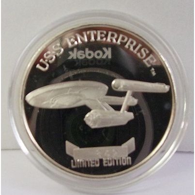 STAR TREK ' 25th ANNIVERSARY SILVER COIN ' U.S.S. ENTERPRISE (1991)
