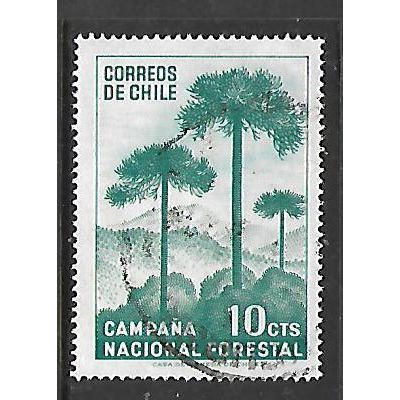 CHILE 1967 NATIONAL AFFORESTATION 10c GREEN PINE FOREST SG583 FINE USED