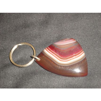Unisex natural beige white brown triangular agate keyring charm