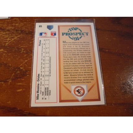 1991 Upper Deck, Top Prospects, 4-Cards, MIKE MUSSINA Rc, HOF, #65