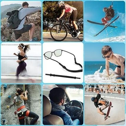 6 Pcs Adjustable Glasses Strap Silicone Lanyard Sunglasses Cord Black UK Stock