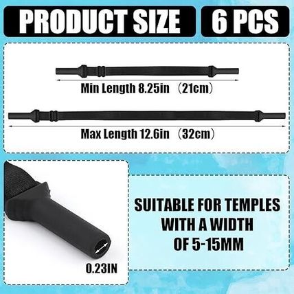 6 Pcs Adjustable Glasses Strap Silicone Lanyard Sunglasses Cord Black UK Stock