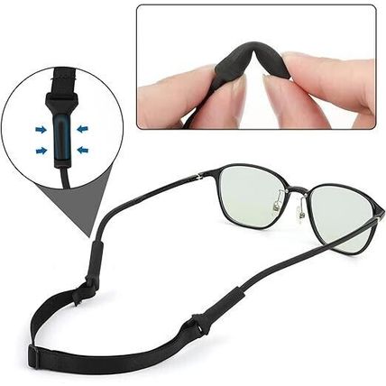 6 Pcs Adjustable Glasses Strap Silicone Lanyard Sunglasses Cord Black UK Stock