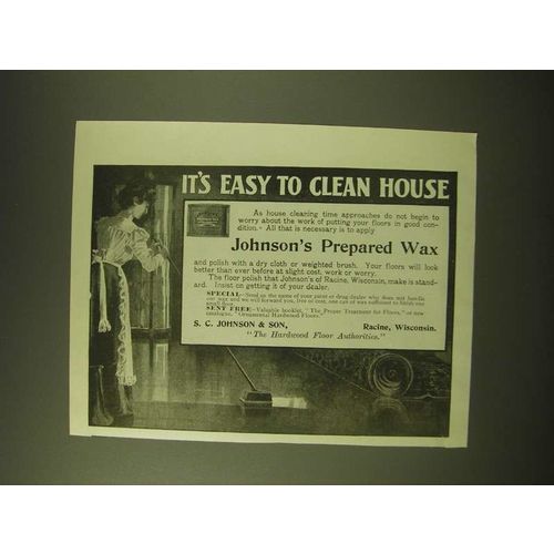 1902 S.C. Johnson Prepared Wax Ad - It's easy to clean house