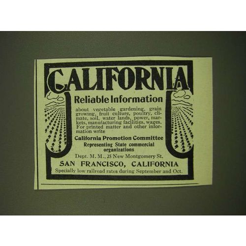 1902 San Francisco California Ad - California Reliable Information