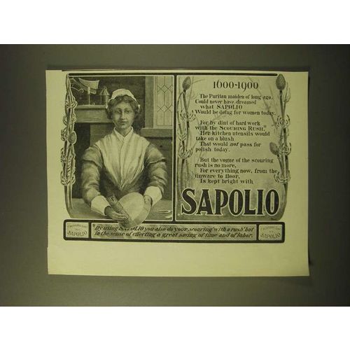 1902 Sapolio Soap Ad - 1600-1900 The Puritan maiden of long ago