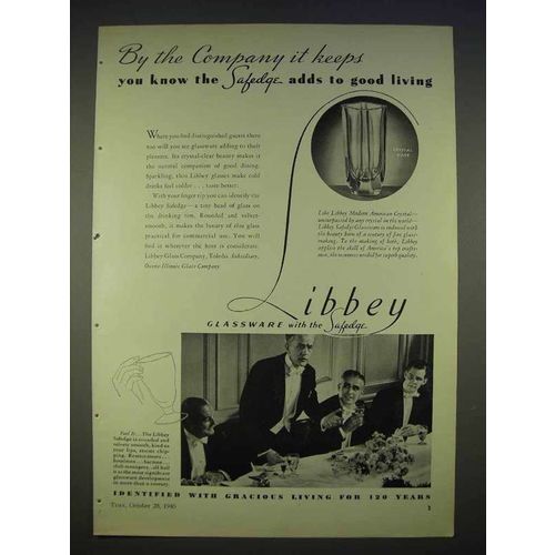 1940 Libbey Glassware Ad - By The Company it Keeps