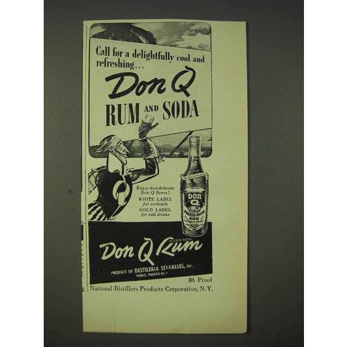 1940 Don Q Rum Ad - Cool Refreshing Rum and Soda