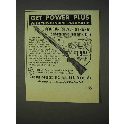 1950 Sheridan Silver Streak Pneumatic Rifle Ad - Power