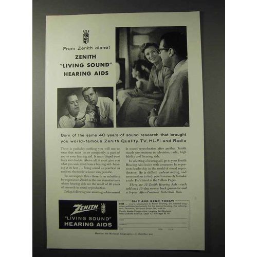1958 Zenith Living Sound Hearing Aid Ad!