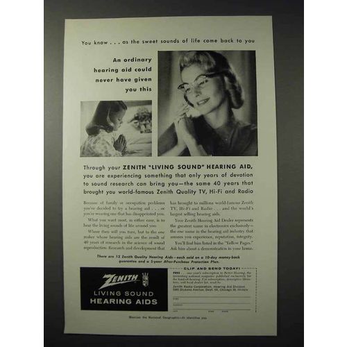 1958 Zenith Living Sound Hearing Aid Ad - Given This