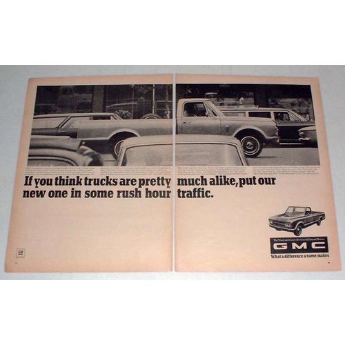 1966 GMC Pickup Truck Ad - Rush Hour Traffic!