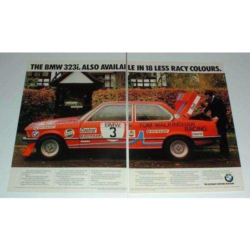 1980 2-page BMW 323i Car Ad - In 18 Less Racy Colours!!