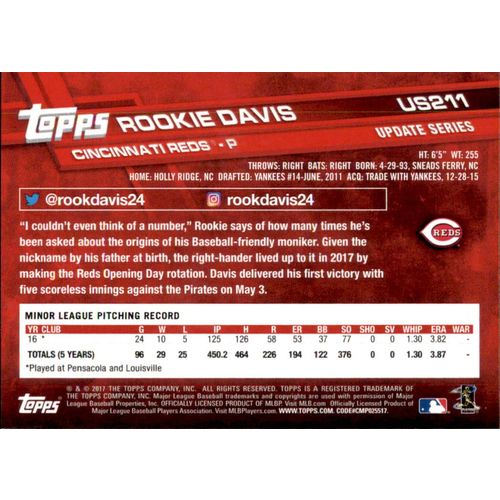 2017 Topps Baseball UPD Rookie Davis #US211 RC