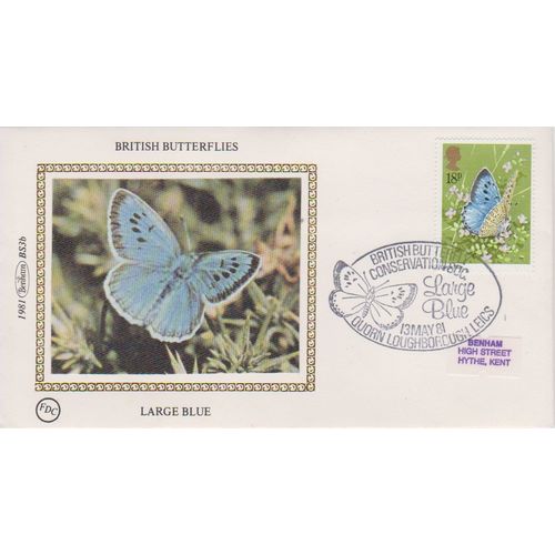 GB 1981 British Butterflies silk FDC Large Blue with special postmark