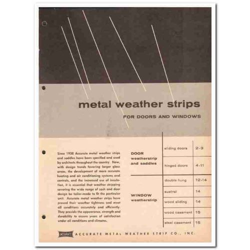 ACCURATE METAL WEATHER STRIP COMPANY 1962 door windows vintage catalog