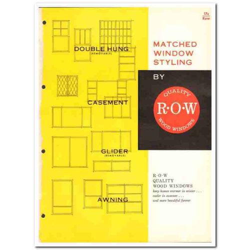 R-O-W WINDOW SALES COMPANY 1962 double-hung casement vintage catalog
