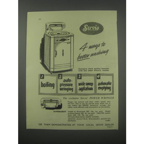 1954 Servis Superheat Electric Washer Ad - Servis 4 ways to better washing