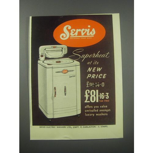 1954 Servis Superheat Electric Washer Ad - Servis Superheat at its new price