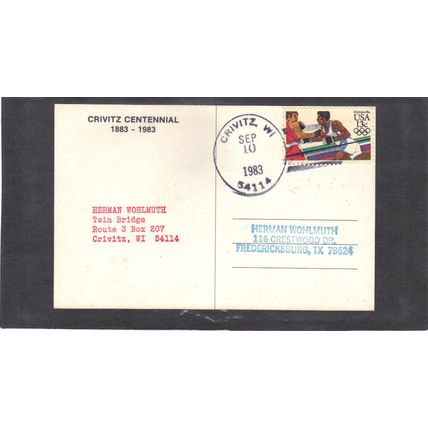 Event Postcard Crivitz Centennial 2051 13c Boxing CV03694