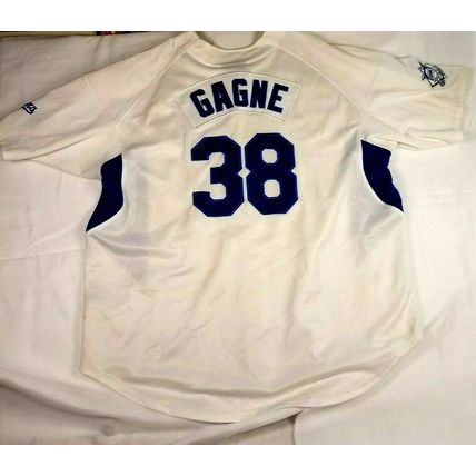 LA Dodgers Gagne #38 Los Angeles MLB Baseball White Jersey Used Stained 2XL (T6C