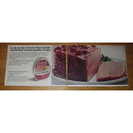 1974 Armour Star Ham Advertisement - recipe for Old-Fashioned Cherry Sauce