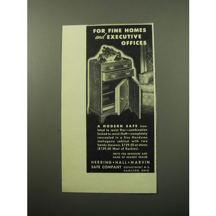 1950 Herring Hall Marvin Safe Ad - For Fine Homes and Executive Offices