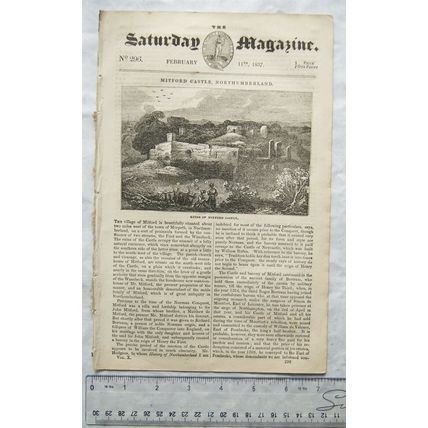 1837 The Saturday Magazine No. 296 Mitford Castle, Cave Camoens, pride, etc.