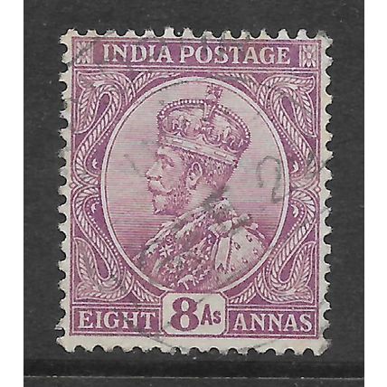 INDIA 1912 8a PURPLE SG 179 FINE USED#