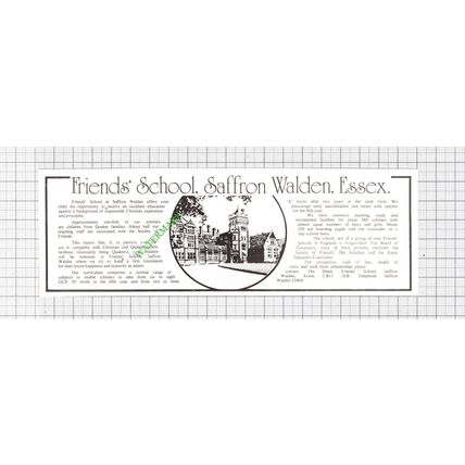Friend's School Saffron Walden Essex Advert - 1979 Cutting