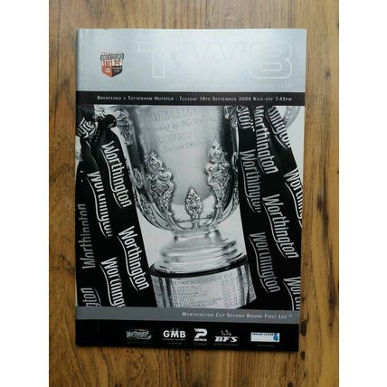 2000/01 League Cup 3rd Round Programme & Ticket - Brentford vs Tottenham / Spurs