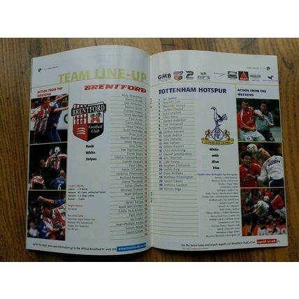 2000/01 League Cup 3rd Round Programme & Ticket - Brentford vs Tottenham / Spurs