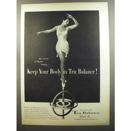 1953 Tru Balance Balonette Corsets Ad - The secret of figure beauty