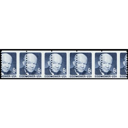 1401, Mint NH 6¢ Misperf Shift Line Strip of Freak Error Stamps - Stuart Katz