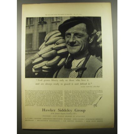 1954 Hawker Siddeley Group Ad - God grants liberty only to those who love it