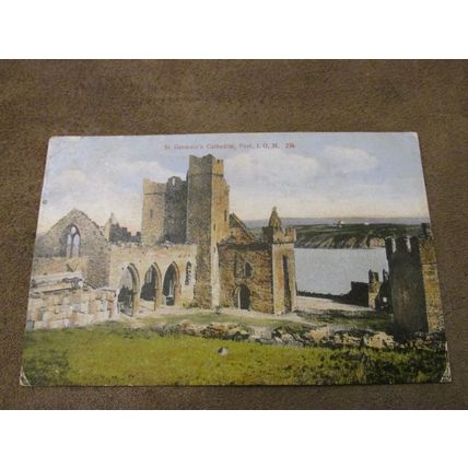1930s Postcard - St Germain's Cathedral - Peel, Isle of Man