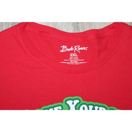 VTG Mens Womens Christmas Graphic T-Shirt Size 2X Bob Ross Happy Little Christma