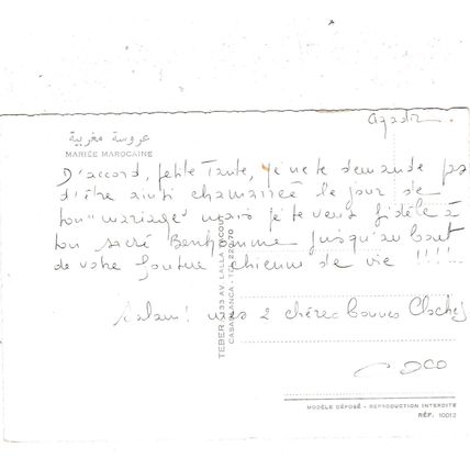 Mariee Marocaine Postcard used creased