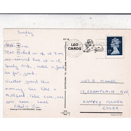 Eastbourne Sussex Multiview Postcard posted 1991 creased