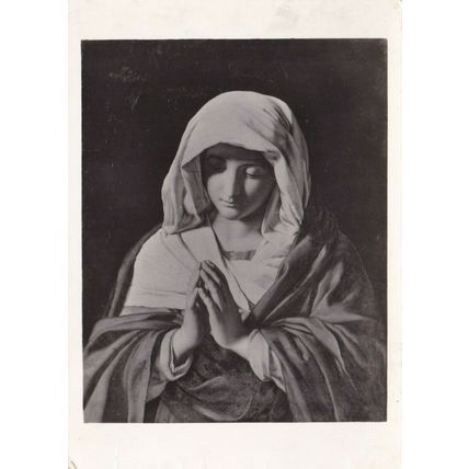 Sassoferrato Madonna in Prayer RP postcard Used crease