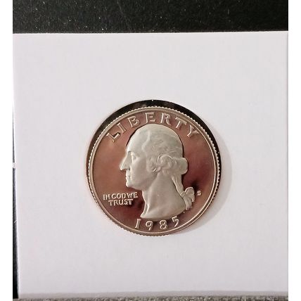 1- 1985 S ( CLAD PROOF/ DCAM ) WASHINGTON QUARTER.