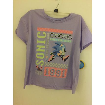 NEW Girls' Sonic the Hedgehog Short Sleeve Lavender XL T-Shirt