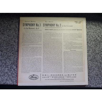 Barber / Harris – Symphony No 1 / Symphony No 3 (MMA11097) (LP)