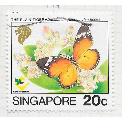 SINGAPORE 1993 BUTTERFLIES THE PLAIN TIGER NATURE PROTECTION 20c USED