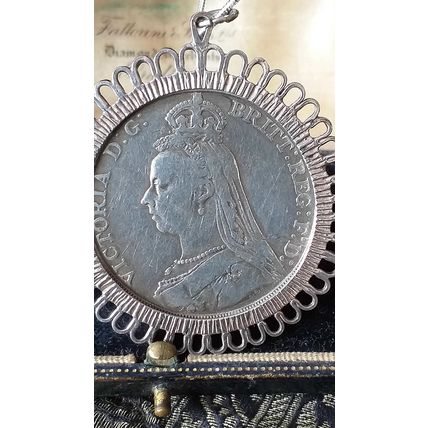 Antique Vintage Victorian 1890 Extremely Large and Heavy Queen Victoria Pendant