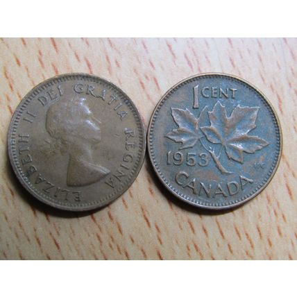 1953 Queen Elizabeth 1 Cent Canada Coin