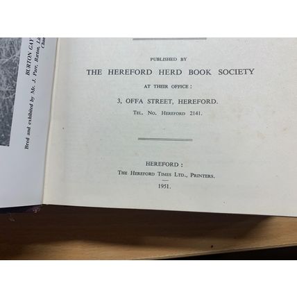 RARE* 1951 "THE HERD BOOK OF HEREFORD CATTLE" BULLS & COWS VOL 81 BOOK (P6)