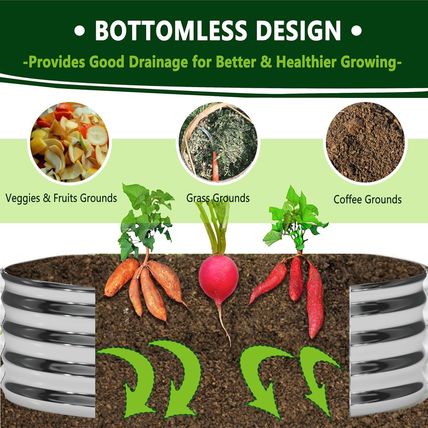 3PCS 2X2X1Ft Galvanized Raised Garden Bed Kit,Vegetable Boxes-Round Metal Flower